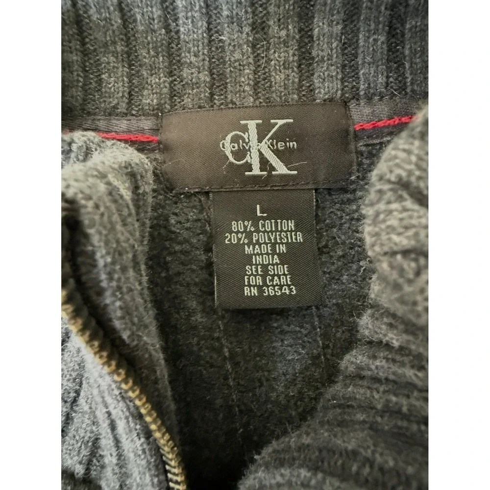 Calvin Klein‎ Men's Full Zip Mock Neck Sweater Jacket Gray Size L